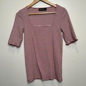 ANTHROPOLOGIE The Fifth Label NEW Teamed Up Stripe Shirt Sm Brick Color‎